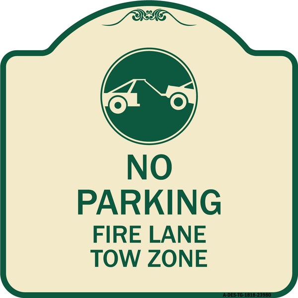 Fire Lane Tow Zone with Graphic Heavy-Gauge Aluminum Architectural Sign, 18" x 18", TG-1818-23980